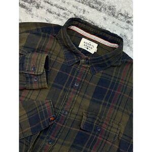 THE NORMAL‎ BRAND Mountain Regular Fit Flannel Shirt In Green Plaid Size Large